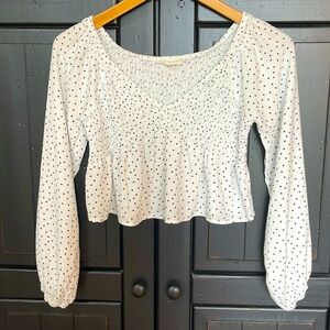 LA Hearts polka dot crop top long sleeve size small